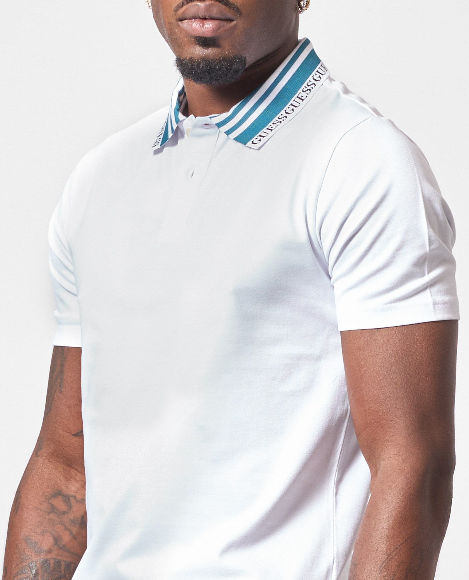 Guess cotton polo with logo on the chest and collar - GUESS Guess cotton polo with logo on the chest and collar - GUESS