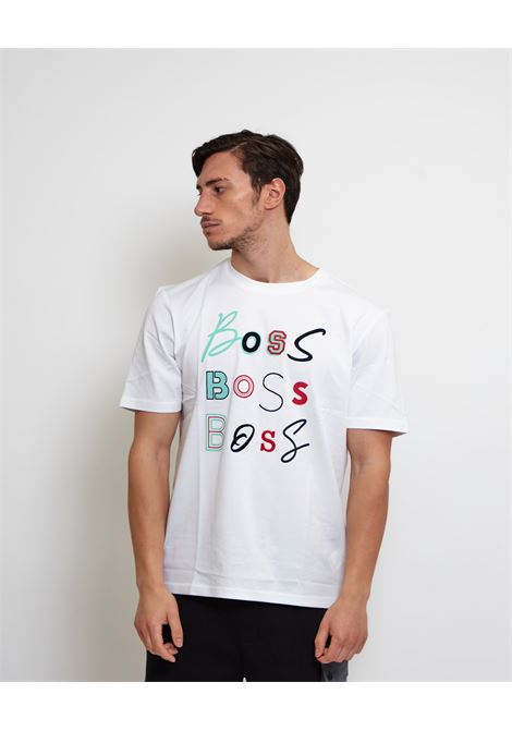 T-shirt con logo in jersey di cotone BOSS | 50473066100