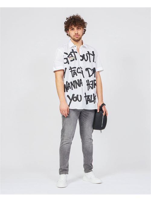 Shirt with lettering print DISCLAIMER | DS53517BIANCO