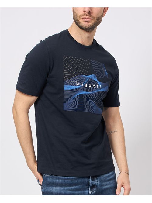 T-shirt bleu Bugatti avec imprimé sur le devant BUGATTI | 8350-75044C390