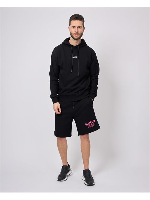 Felpa uomo Disclaimer con maxi logo posteriore DISCLAIMER | DS54800NERO/ARANCIONE