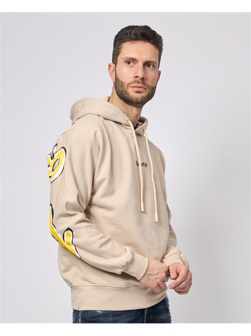 Felpa uomo Disclaimer con maxi logo posteriore DISCLAIMER | DS54800SAFARI/GIALLO