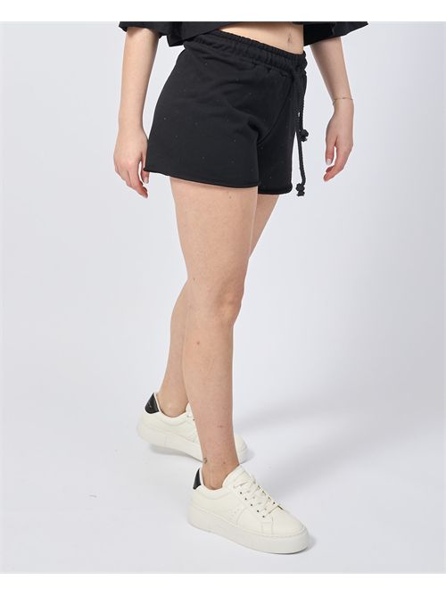 Disclaimer fleece shorts with elastic and drawstring DISCLAIMER | DS54932NERO