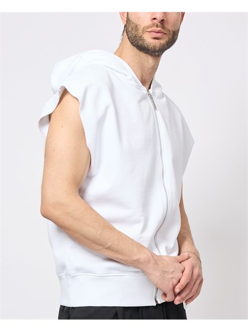 Felpa uomo Disclaimer smanicata con cappuccio DISCLAIMER | DS55009BIANCO
