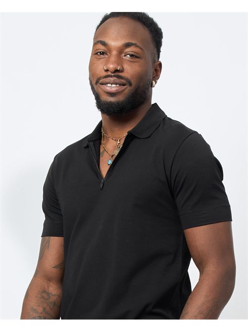 Gazzarrini men's polo with zip GAZZARRINI | PE39NERO