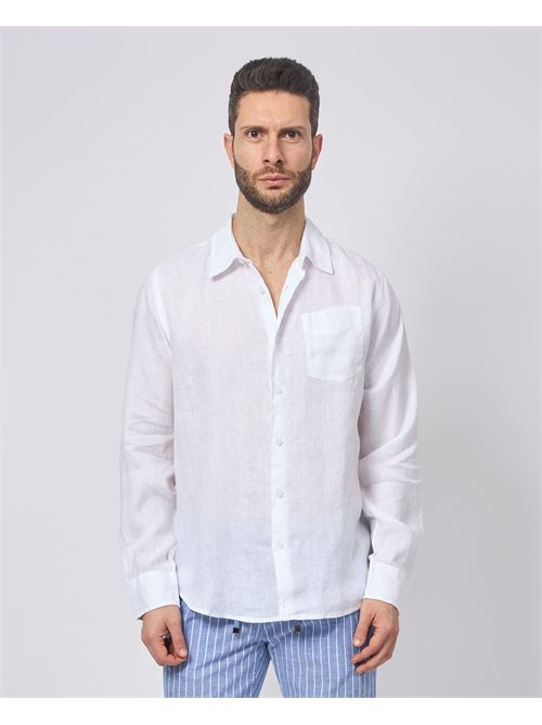 Guess white shirt in linen blend GUESS | M5GH73-WH3J0G011