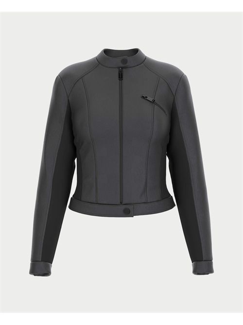 Devinez la veste en tissu noir avec poche de poitrine GUESS | W4YL04-WE480JBLK