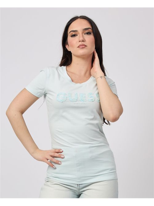 T-shirt donna Guess con logo a strass GUESS | W5GI17-J1314A72C