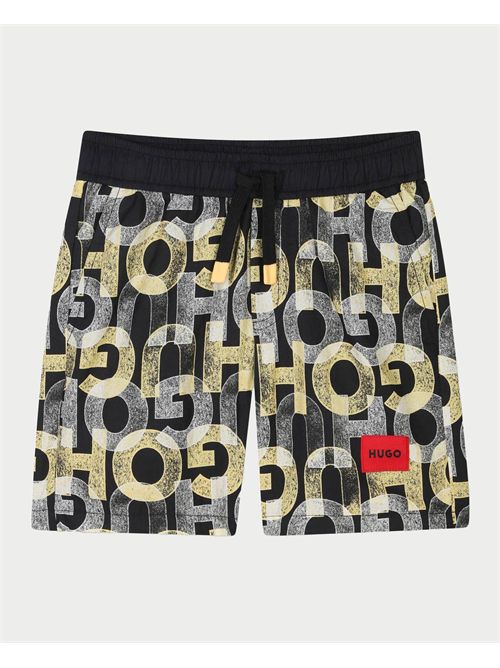 Hugo children's swim trunks with all-over logo HUGO | G00330M55