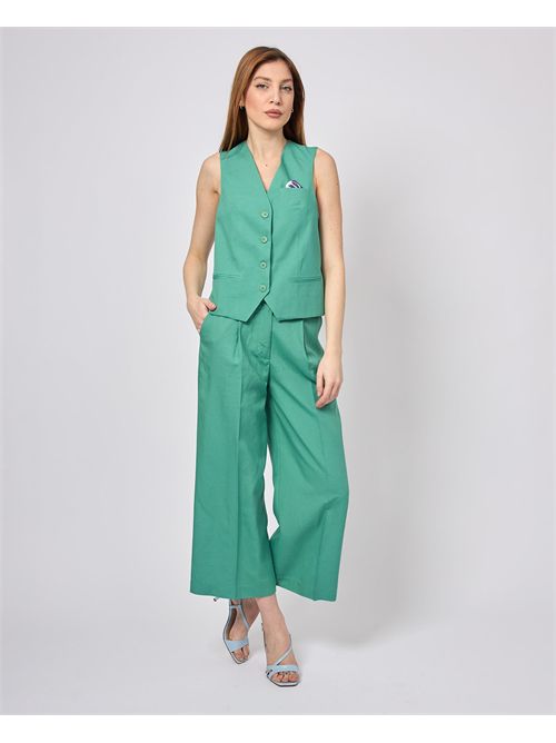 Completo donna Markup in misto lino con gilet e pantaloni MARKUP | MW866017VERDE