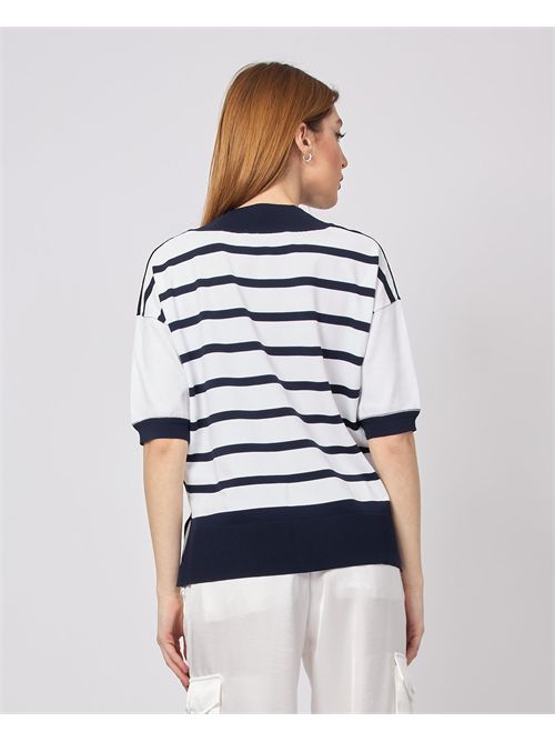 Pull col V à manches courtes Sette/Mezzo SETTE/MEZZO | DS5144BLU