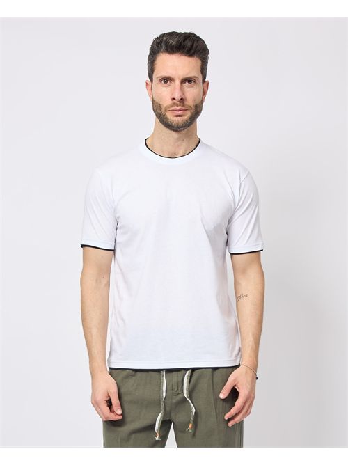 T-shirt Sette/Mezzo in cotone con dettagli a contrasto SETTE/MEZZO | TS267BIANCO