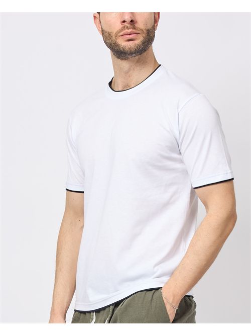 T-shirt Sette/Mezzo in cotone con dettagli a contrasto SETTE/MEZZO | TS267BIANCO