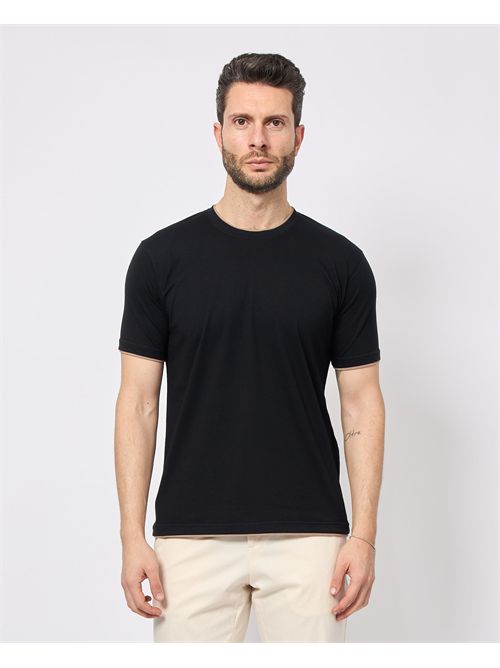 T-shirt nera Sette/Mezzo in cotone con dettagli a contrasto SETTE/MEZZO | TS267NERO