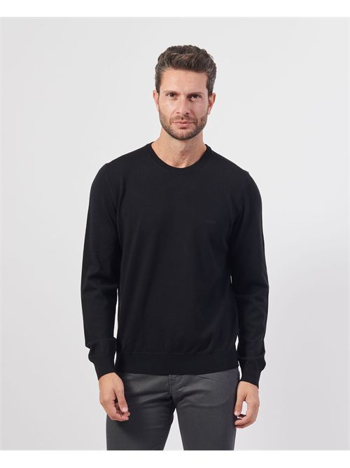 Maglione Botto uomo Boss nero in lana vergine BOSS | 50476364001