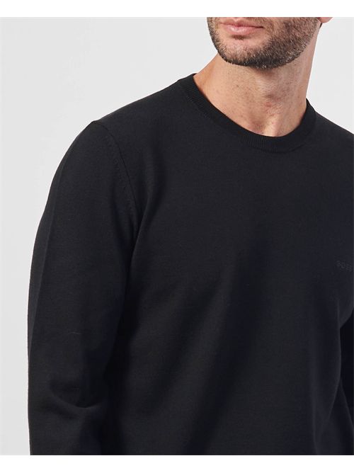 Maglione Botto uomo Boss nero in lana vergine BOSS | 50476364001