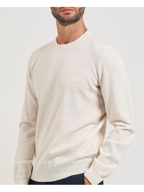 Maglione Botto uomo Boss bianco in lana vergine BOSS | 50476364131