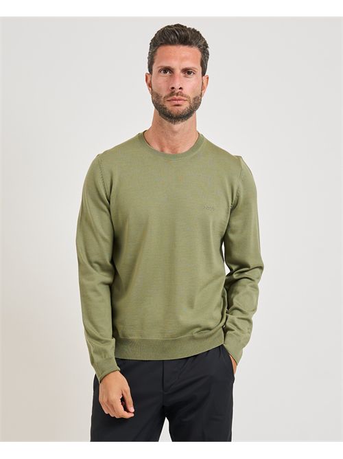 Maglione Botto uomo Boss verde in lana vergine BOSS | 50476364314
