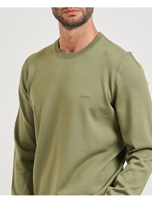 Maglione Botto uomo Boss verde in lana vergine BOSS | 50476364314
