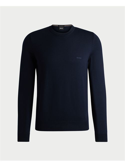 Maglione Botto uomo Boss blu in lana vergine BOSS | 50476364404