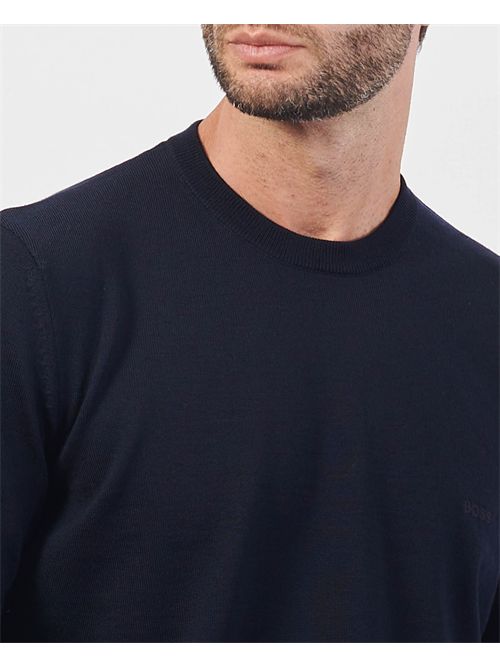 Maglione Botto uomo Boss blu in lana vergine BOSS | 50476364404