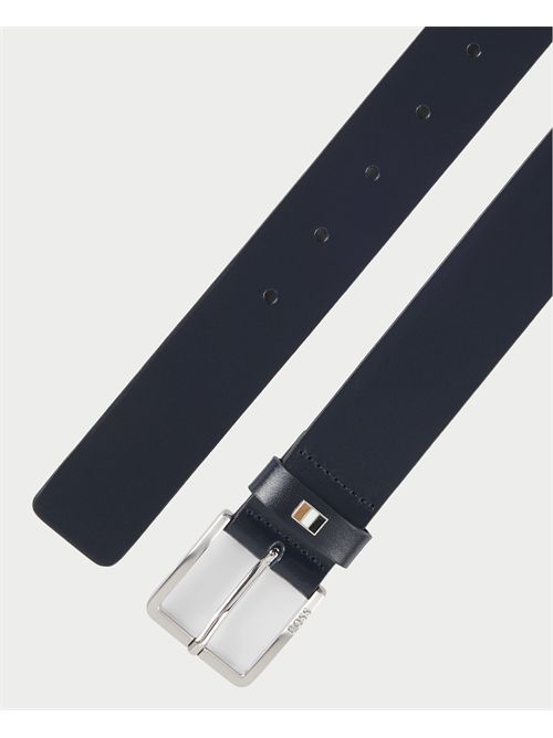Ther Flag Men's Leather Belt Boss Navy BOSS | 50486839410