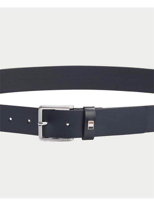 Ther Flag Men's Leather Belt Boss Navy BOSS | 50486839410