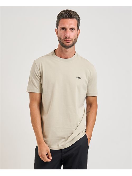 T-shirt  uomo Boss beige in cotone elasticizzato BOSS | 50506373274