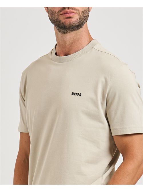 T-shirt  uomo Boss beige in cotone elasticizzato BOSS | 50506373274