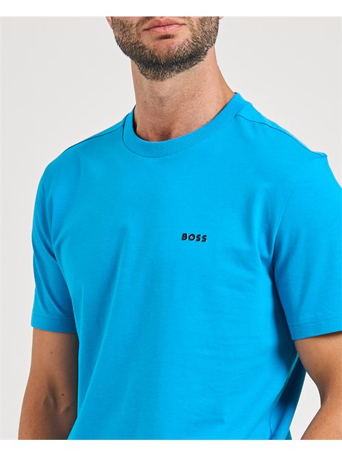 T-shirt  uomo Boss turchese in cotone elasticizzato BOSS | 50506373443