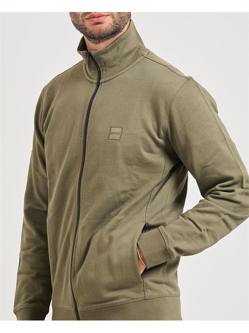 Felpa Zestart uomo Boss verde fullzip BOSS | 50511709342