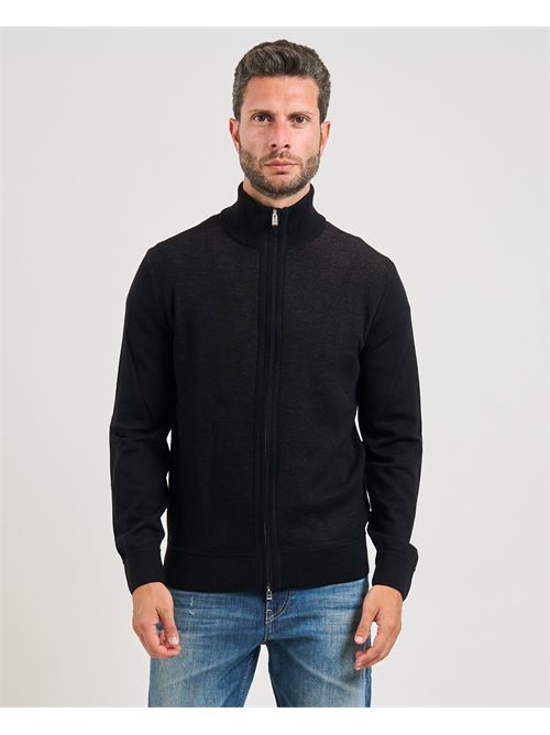 Cardigan Illarione uomo Boss nero in lana vergine BOSS | 50543153001
