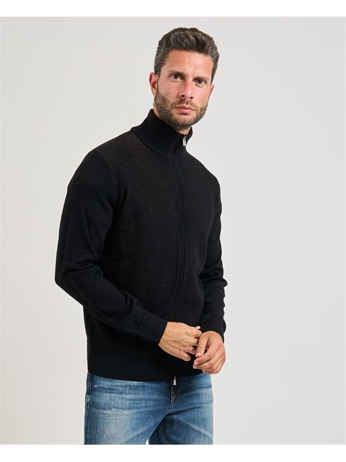 Cardigan Illarione uomo Boss nero in lana vergine BOSS | 50543153001