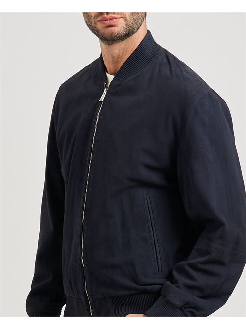 Giubbino Muller uomo Boss blu in pelle scamosciata BOSS | 50543213404