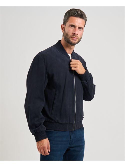 Giubbino Muller uomo Boss blu in pelle scamosciata BOSS | 50543213404