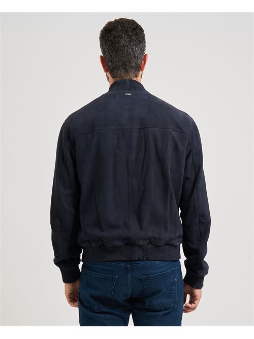 Giubbino Muller uomo Boss blu in pelle scamosciata BOSS | 50543213404