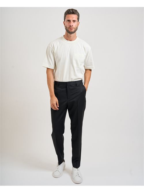 Perin men's black Boss trousers in virgin wool BOSS | 50545890001
