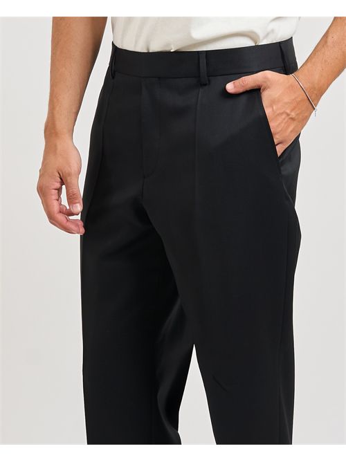 Perin men's black Boss trousers in virgin wool BOSS | 50545890001