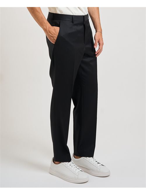 Perin men's black Boss trousers in virgin wool BOSS | 50545890001