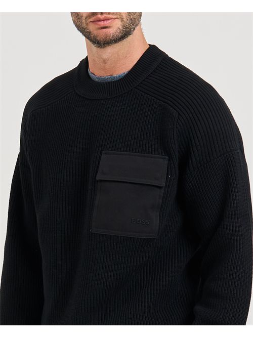 Boss Men's Black Knitted Kalamaro Sweater BOSS | 50546175001