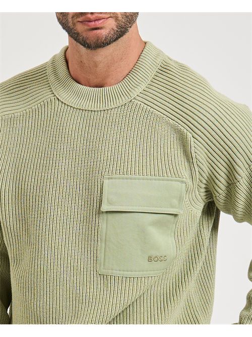 Boss Men's Green Knitted Kalamaro Sweater BOSS | 50546175370