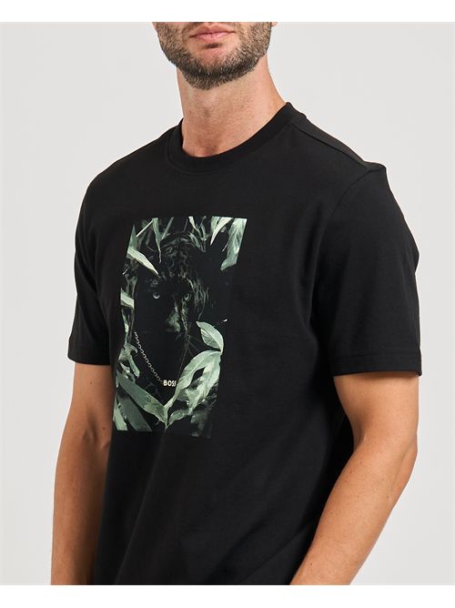 Animali men's T-shirt Boss black with Print BOSS | 50546362001