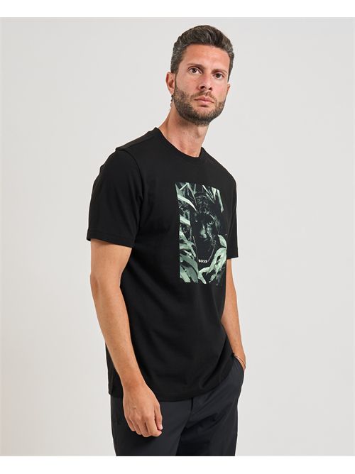 Animali men's T-shirt Boss black with Print BOSS | 50546362001
