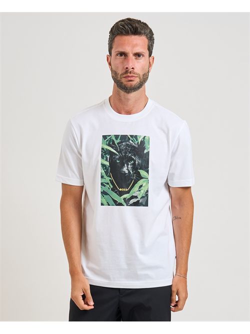 T-shirt Animali uomo Boss bianco con stampa BOSS | 50546362100