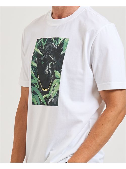 Animali men's T-shirt Boss white with Print BOSS | 50546362100