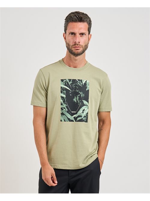 Animali men's T-shirt Boss green with Print BOSS | 50546362370