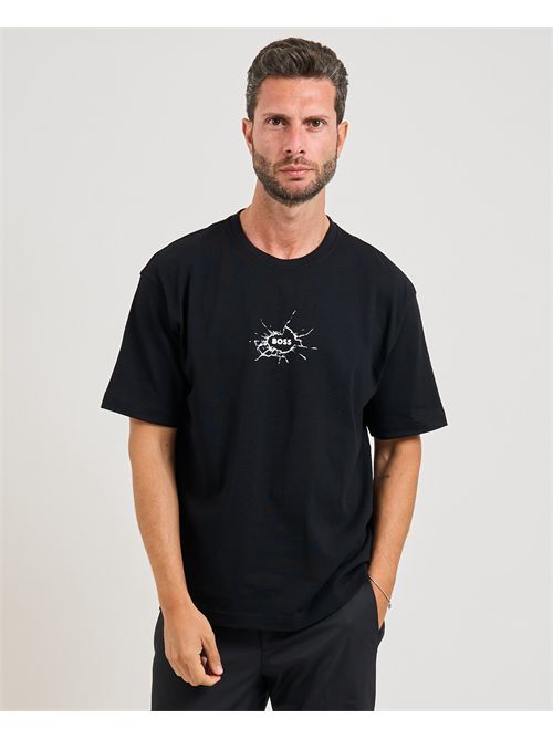 T-shirt Voyage uomo Boss nero con grafica BOSS | 50546370001