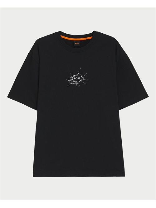 T-shirt Voyage uomo Boss nero con grafica BOSS | 50546370001