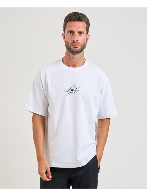 T-shirt Voyage uomo Boss bianco con grafica BOSS | 50546370100