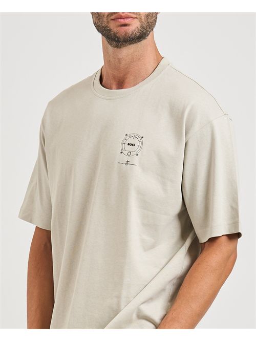 Voyage men's T-shirt Boss beige with graphic BOSS | 50546370271